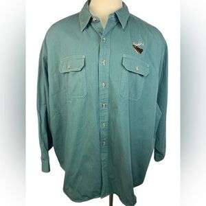 Cabela's (Lot of 2) Green and Gold Long Sleeve BU Shirts Men’s 5XL